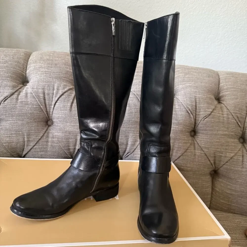 Michael Kors Tall Leather Side Zip Boots Women’s 7.5